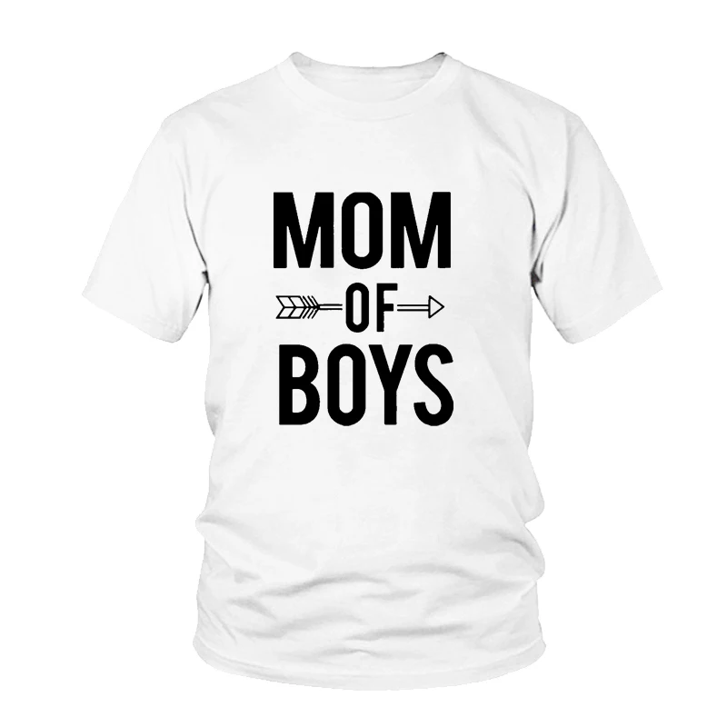 

New Fashion Women Casual Shirt Letter MOM OF BOYS t-shirt Red Grey Short Sleeve Cotton Tee Shirt Lady Female T Shirts Tops Tees