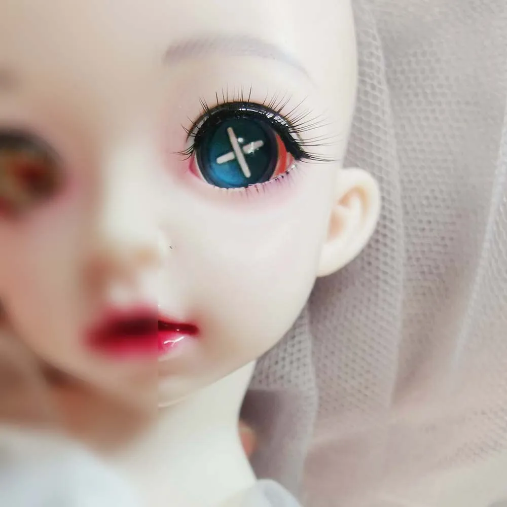 Bjd глаза синий крест X кукла DIY plalstic BJD глазные яблоки 12 мм 14 16 18 20 22 круглый sd msd 1/3 1/4