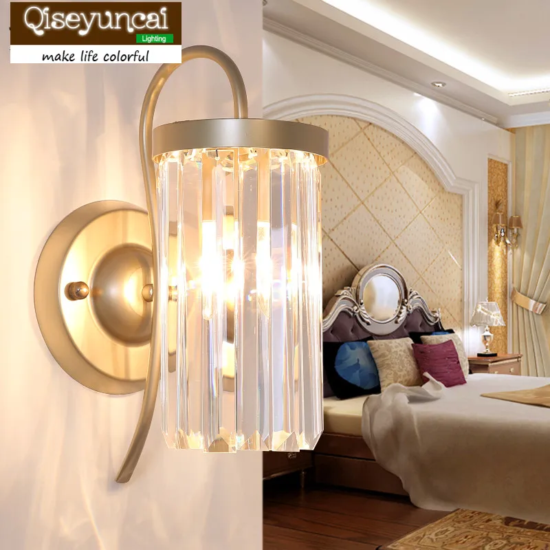 

Qiseyuncai Jane Европейская Современная Минималистичная Хрустальная настенная лампа креативная индивидуальность гостиная спальня прикроватная лампа светильники для коридора