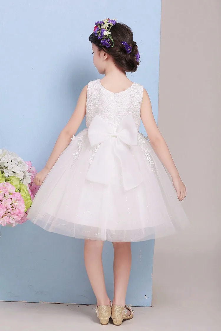 AmzBarley Girls Lace formal dress Bowknot Ball Gown Toddler girls Wedding Party Costume Mesh Princess Clothes | Детская одежда и