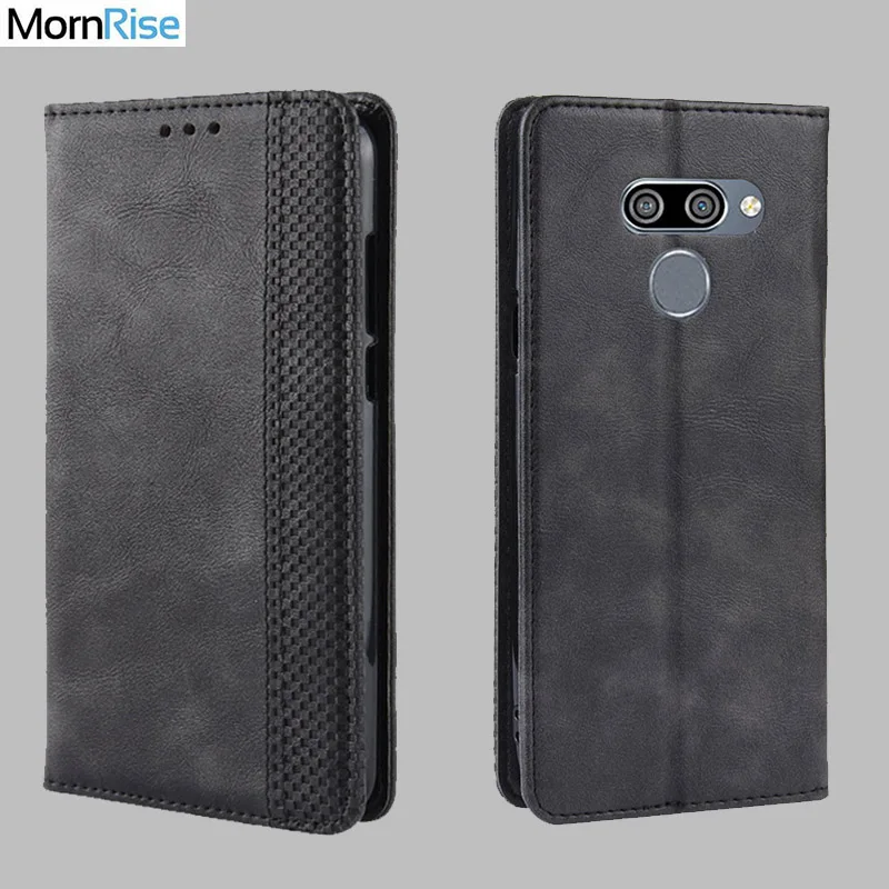 Роскошный Ретро Тонкий Магнитный кожаный флип чехол для LG K50/Q60 книжка кошелек