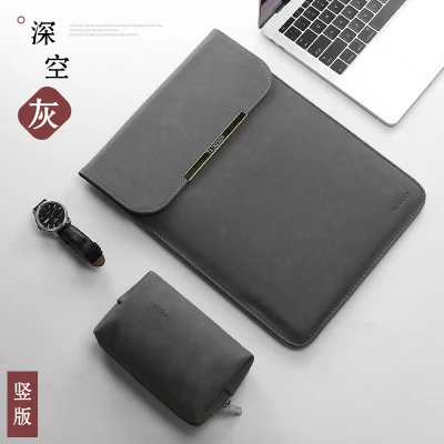 Scrub dark gray s3 Новые матовые из искусственной кожи рукав сумка для ноутбука 15,6 14 для macbook Air 13 Чехол Pro retina, 11, 12, 15 лет для Xiaomi Mi Тетрадь 12,5 13,3 - Цвет: Scrub dark gray s3