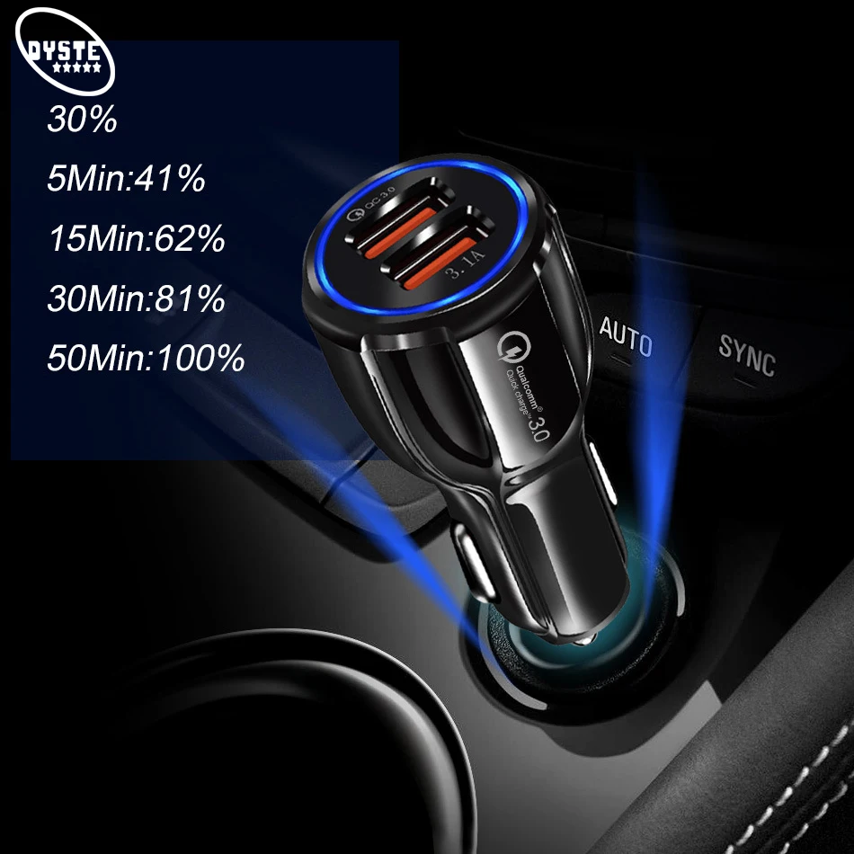 2 зарядных порта USB для быстрой зарядки автомобильное зарядное устройство 18W