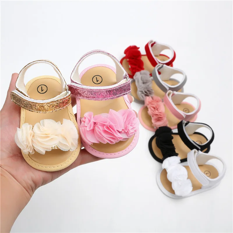 

Summer Baby Girl Sandals Pu Leather Flower Girls Baby Shoes Newborn Toddler Soft Sole Anti-Slip Sandals For 0-18M