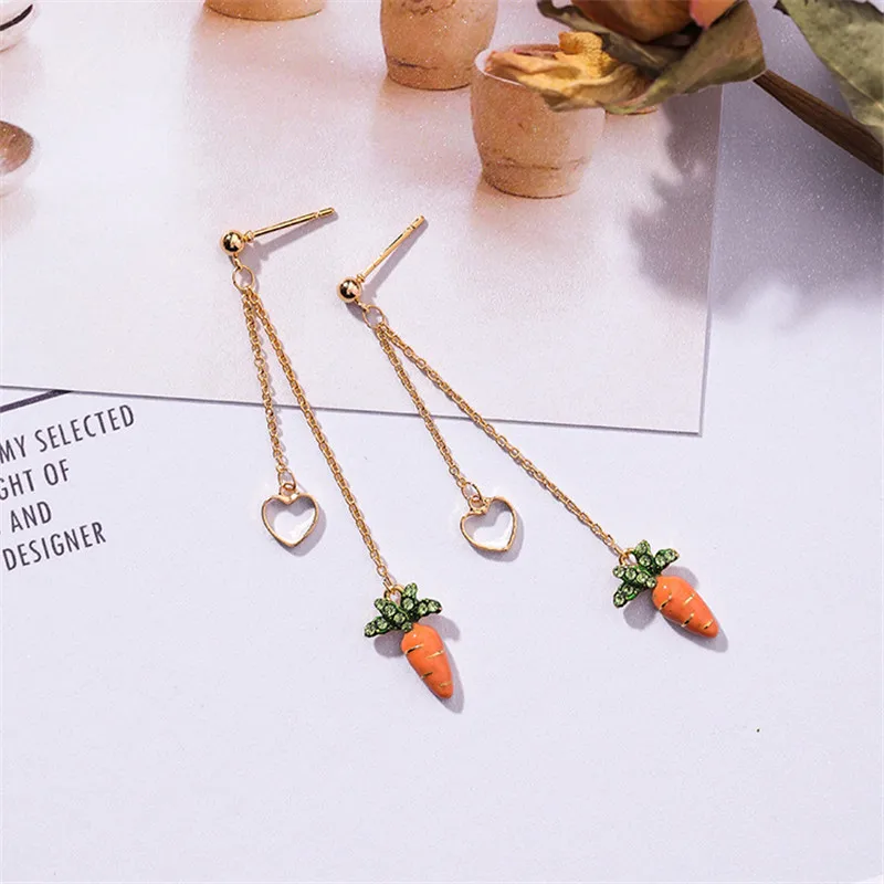Carrot Современные женские серьги, Мультяшные Овощи, тыква, морковь, женские серьги-гвоздики, корейская мода, милые женские ювелирные изделия, аксессуары - Окраска металла: Carrot