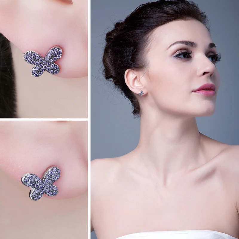 JewelryPalace стерлингового серебра 925 Бабочка проложить 0.6ct фуксия кубического
