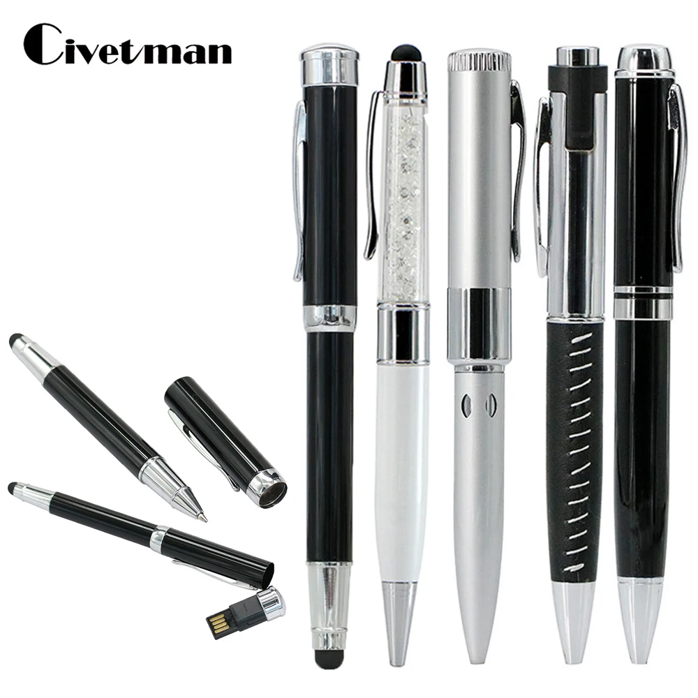 

Hot Sale Metal Ballpoint Pen USB Flash Drive 8GB 16GB 32GB 64GB 128GB 256GB Multi-function USB 2.0 Flash Memory Stick Pen Drive