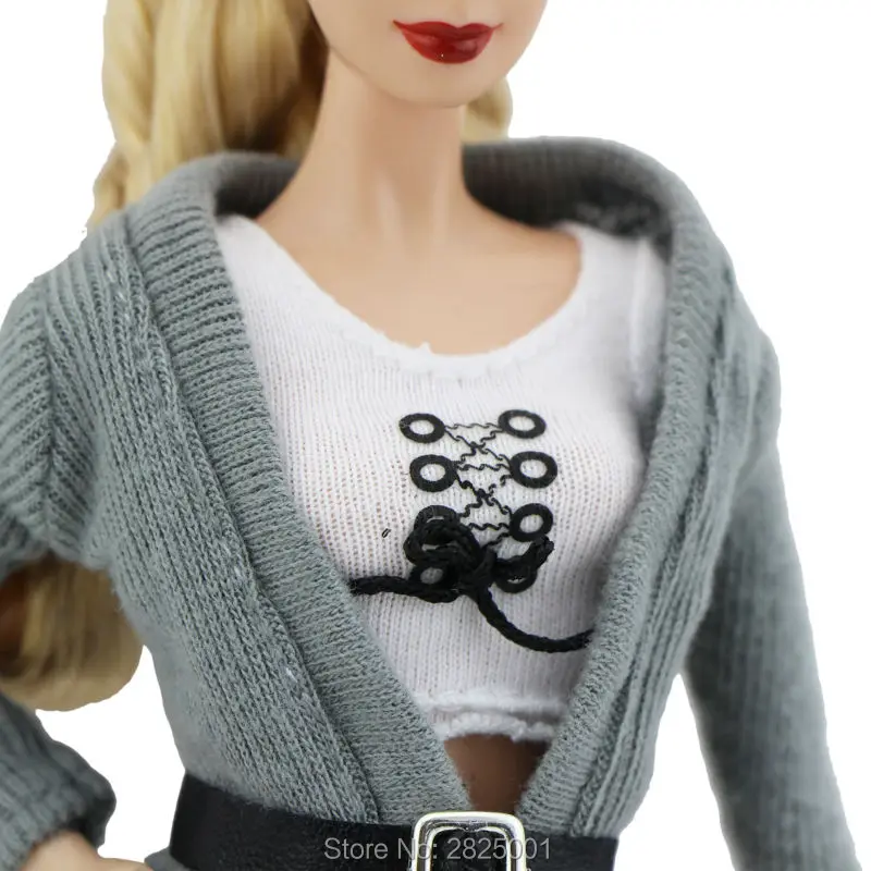 Модная Одежда для кукол наряд кардиган клетчатая юбка кружевные носки обувь