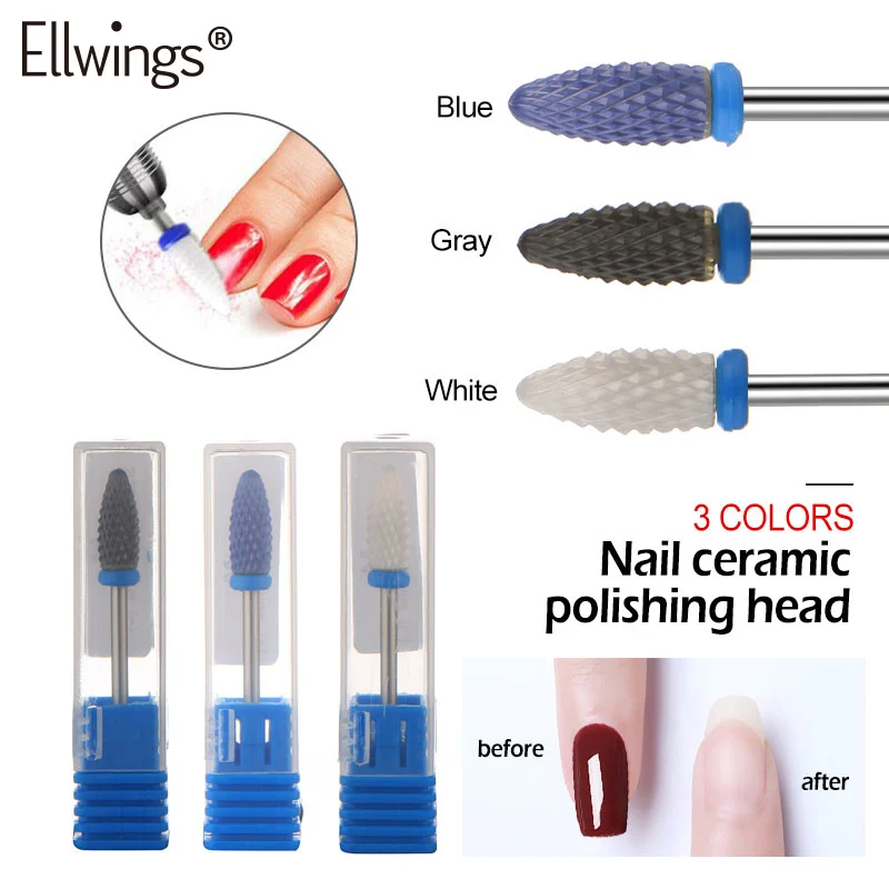 Ellwings керамика ногтей сверла Пилка Для фрезы абразивный камень точки полировки