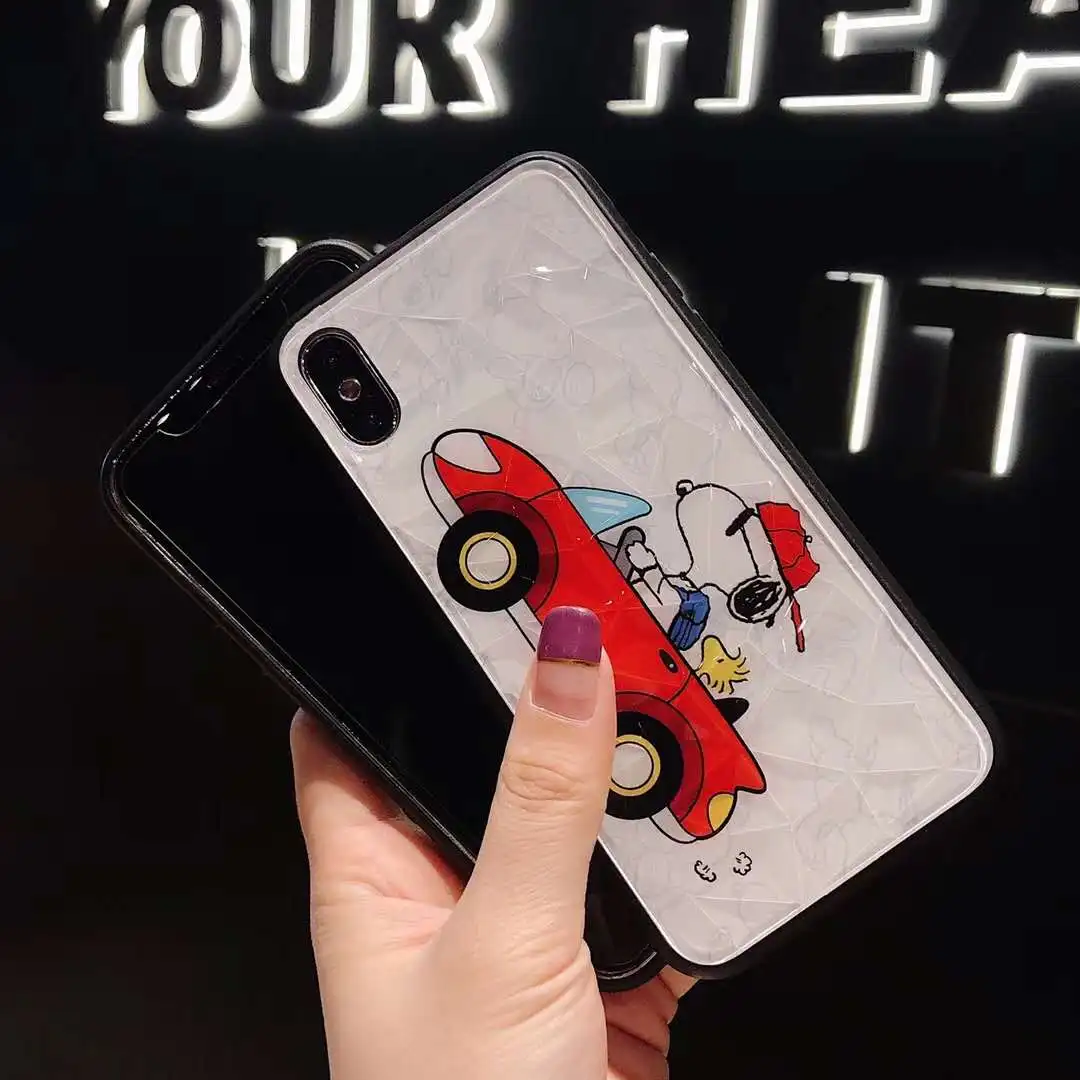 Cute Cartoon Characters Phone Case For iPhone 6 6s 7 8Plus 10 X XR XS MAX Snoopys Doraemon Shin-chan Hard Uneven Back Cover |