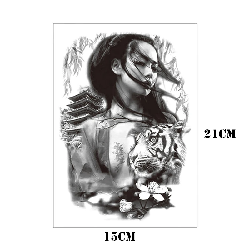 Tiger girl временная татуировка наклейка 15*21 см флэш тату s водонепроницаемая мнимый
