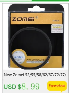 ZOMEI 52 мм 55 мм 58 мм 62 мм 67 мм 72 мм 77 мм 82 мм нейтральная плотность ND2 ND4 ND8 ND фильтр для объектива Canon Nikon Olympus Pentax Hoya
