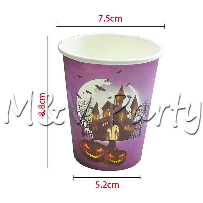 61pcs/lot Castle Print Halloween Theme Party Tablewear Set Disposable Straws Cup Tablecloth Supplies Decorations | Дом и сад