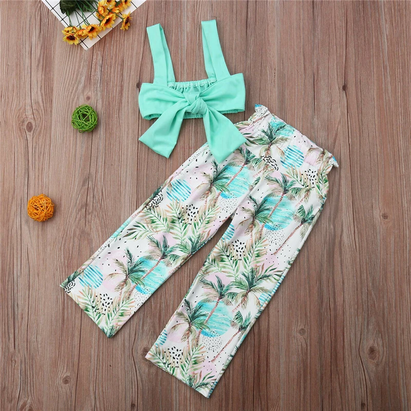 Новый Модный летний комплект одежды для маленьких девочек тубус смычка жилет Топ