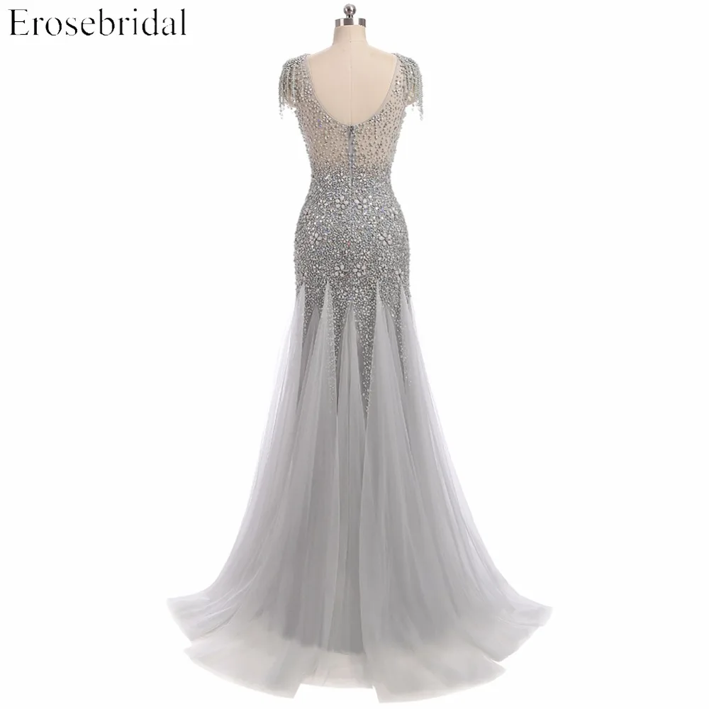 Женское вечернее платье Русалка Erosebridal серое Элегантное Длинное Платье с