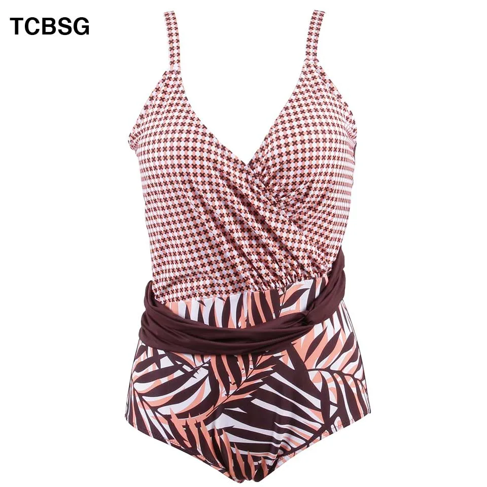 TCBSG 2019 New One Piece Swimsuit Women Vintage Bathing Suits Halter Top Plus Size Swimwear Sexy Print Monokini Beach Wear | Спорт и