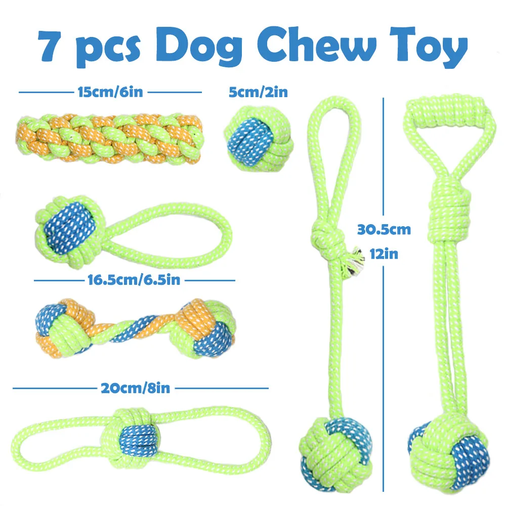 Green-7 PCS Игрушка для собаки в форме пакет для малых и средних собак домашних животных жевать игрушка для больших собак интерактивная игрушка для собак веревка мяч для обучение, игры игрушки для домашних животных - Цвет: Green-7 PCS
