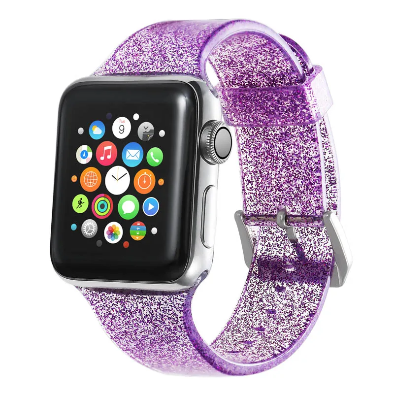 purple Силиконовые ремешки для Apple Watch 42 мм 44 мм 38 мм 40 мм Silcone для Apple Watch 4 3 2 1 ремешок золотистый для iWatch Band 42 мм ремешок - Band Color: purple
