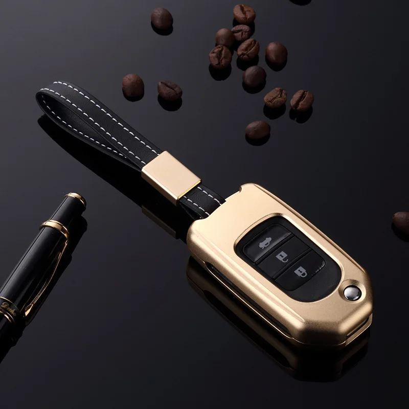 

Elegant Aluminium Alloy With Belt Key Cover Case For Honda FIT XRV VEZEL CITY JAZZ CIVIC HRV Civic Crider CRV Auto Key shell