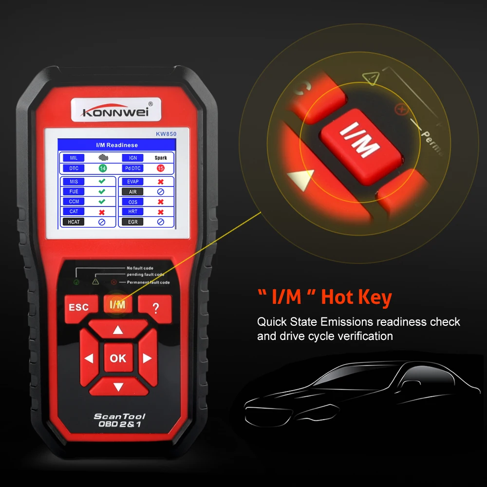 KONNWEI KW850 OBDII Автомобильный инструмент OBD2 вспышка Многоязычный интерфейс
