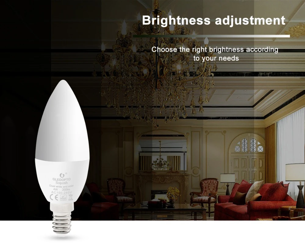 G светодиодный OPTO zigbee zll светодиодный 4 Вт светильник в форме свечи rgb/rgbw/rgbww/cw умный Контроль приложения AC100-240V E12/E14 работа с amazon smartthings
