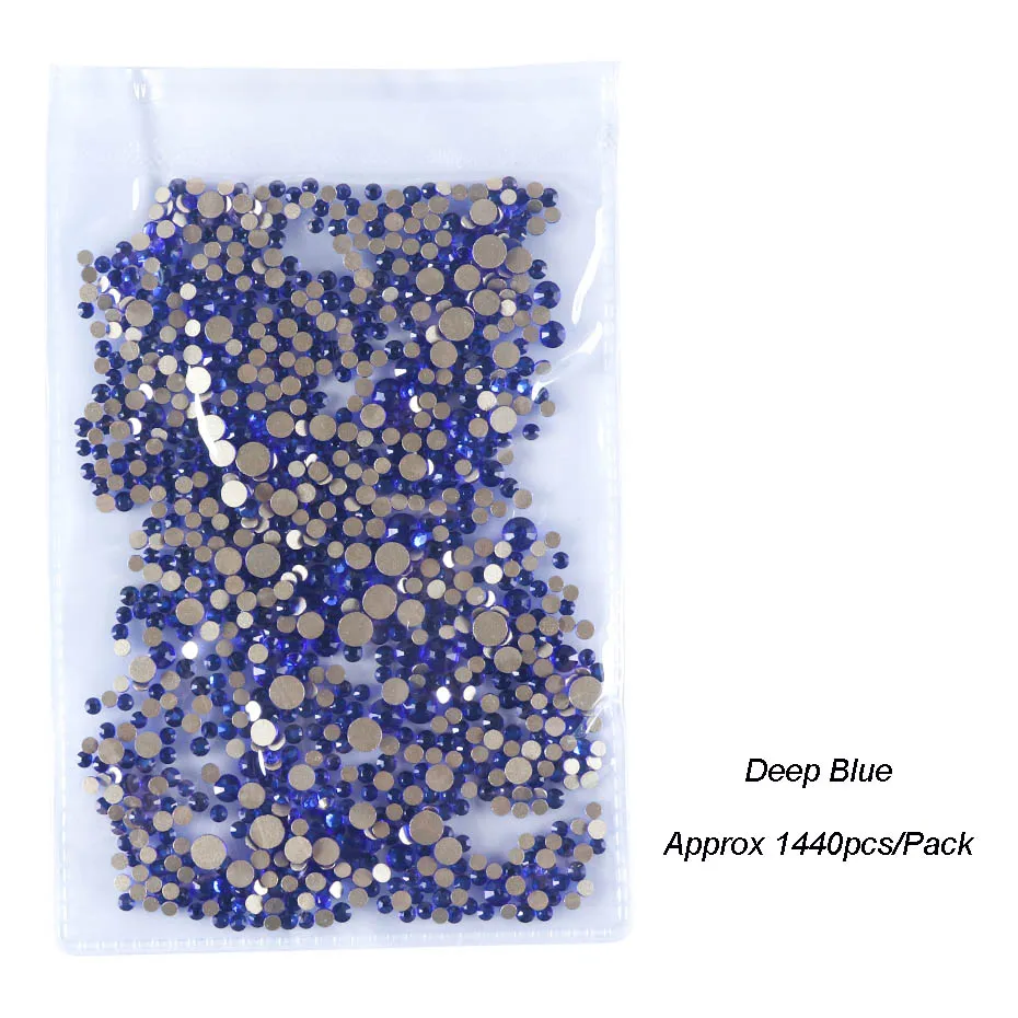 Dark Blue 1440 шт Стразы для ногтей AB Цвет SS4-SS20 не горячей фиксации Стразы для ногтей для маникюра украшения ногтей аксессуары SA1015 - Цвет: Dark Blue
