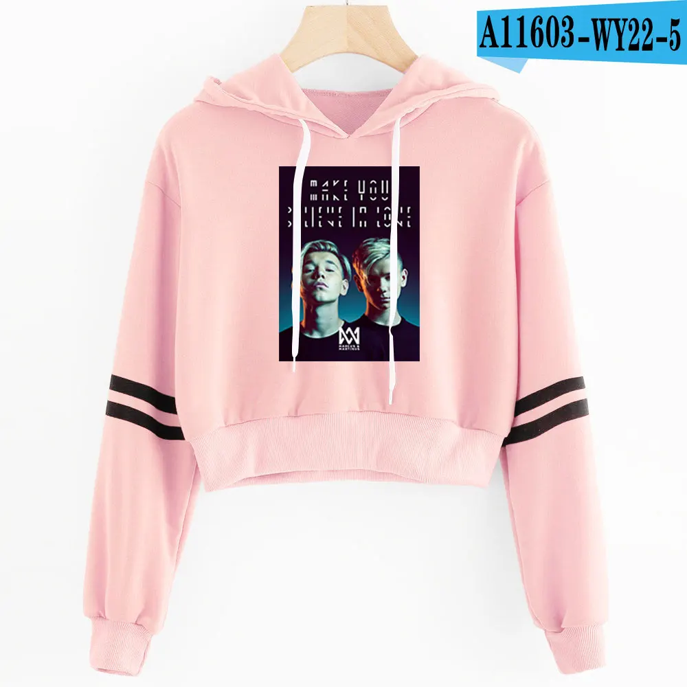 Marcus and Martinus Navel Hoodies Hip Hop New Casual Fashion women Hoodies Outwear High Street Marcus& Martinus Sexy Sweatshirt - Цвет: Pink