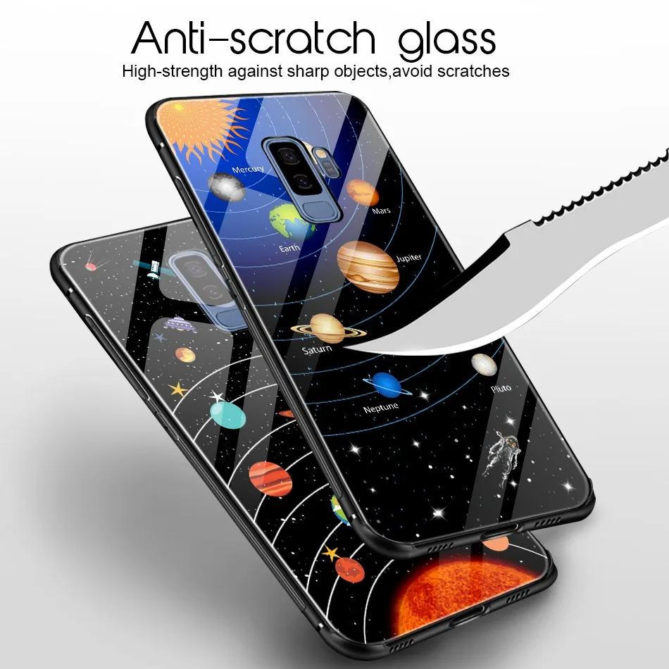 Luxury Tempered Glass Cover For Samsung Note 9 Hard Shell Pattern Case S9 Galaxy 8 Plus |