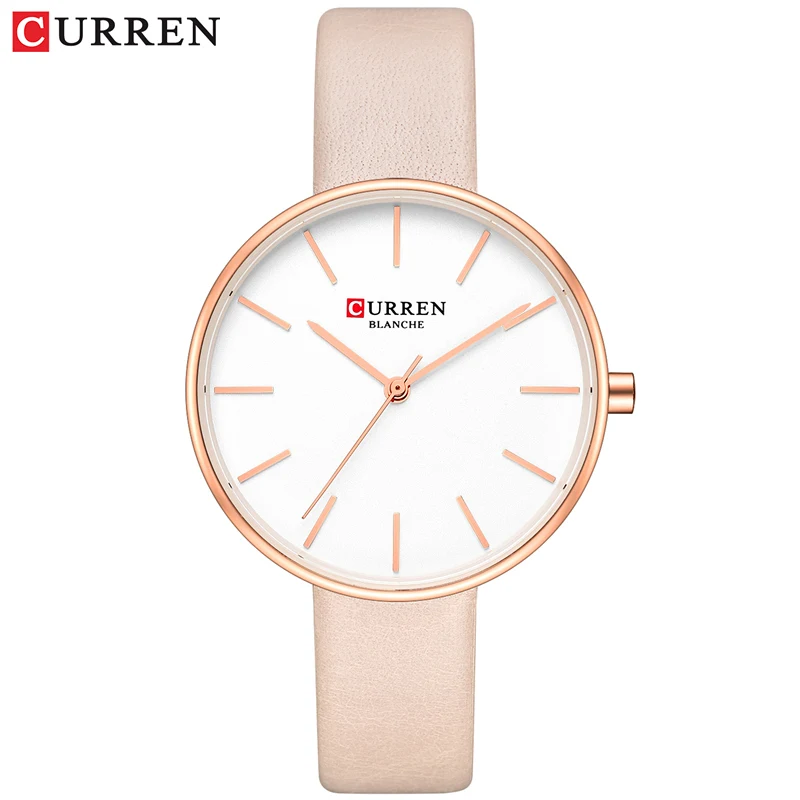 CURREN простые кожаные аналоговые кварцевые женские часы Montre Femme новые часы под платье женские наручные часы женские модные повседневные часы - Цвет: khaki