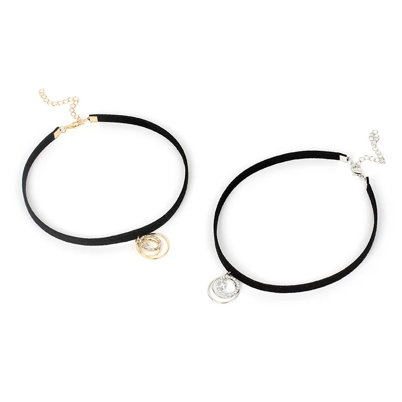 DoreenBeads модное серебряное Золотое геометрическое ожерелье-чокер черная бархатная