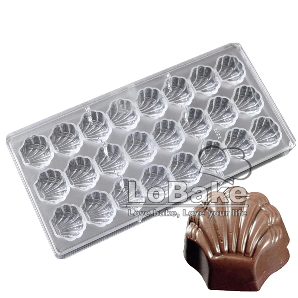 

24 cavities Shell Shape PC Polycarbonate chocolate mold cake baking decorating fondant sugar tools home DIY bakery supplies