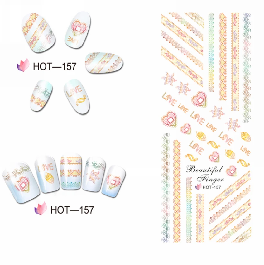

UPRETTEGO NAIL ART BEAUTY WATER DECAL SLIDER NAIL STICKER TRIPLE COLORS FIRE WHEEL LACE CHAIN SNOW FLAKE HOT157-162