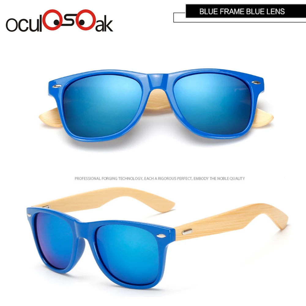 Мужские и женские Квадратные Солнцезащитные очки из бамбука 17 цветов зеркальные