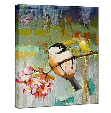 Ручная роспись животных масляной живописи птица в ветке дерева | Дом и сад