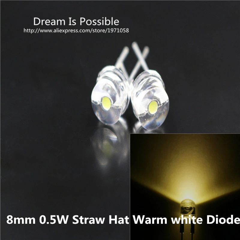 20 шт. 8 мм соломенной шляпе прозрачный из светодиодов лампы бусины являются