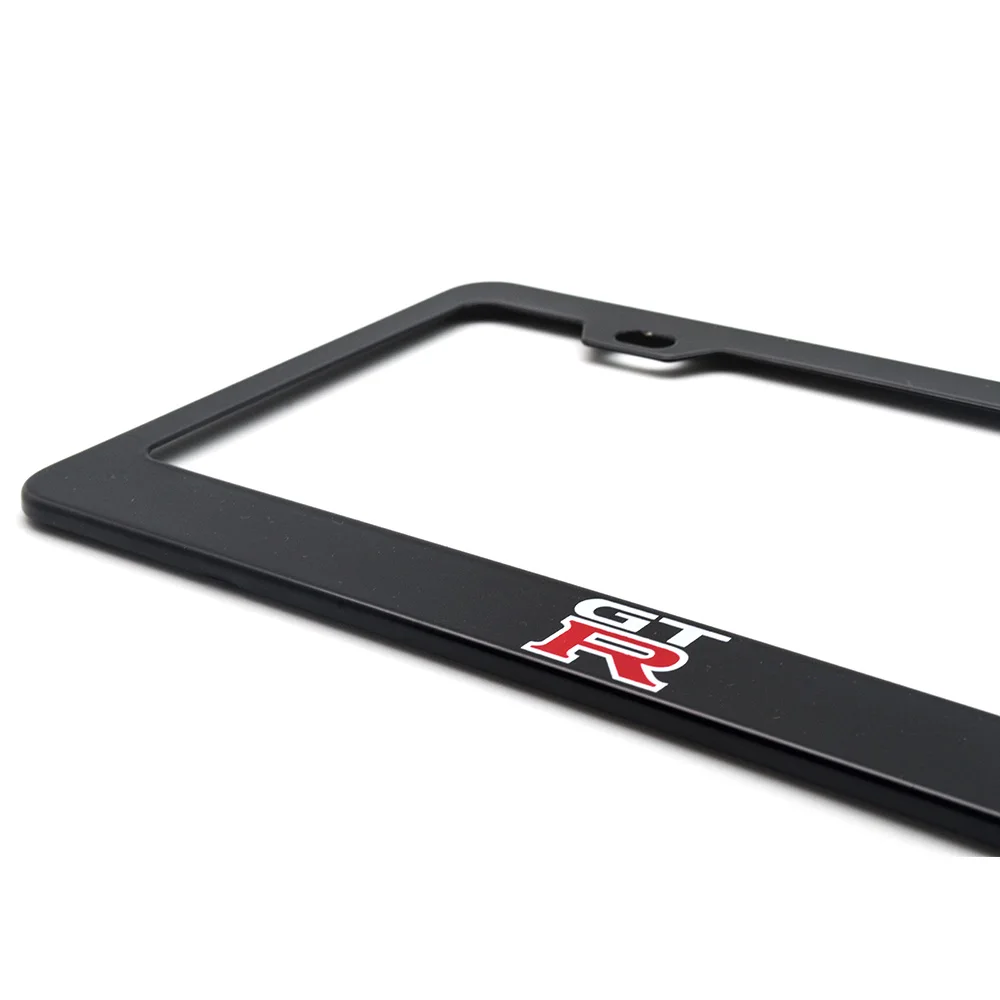 1 pcs Stainless Steel Universal Holes Black Car License Plate Frame Number plate Holder with 2 Chrome Screw Caps for GTR | Автомобили и