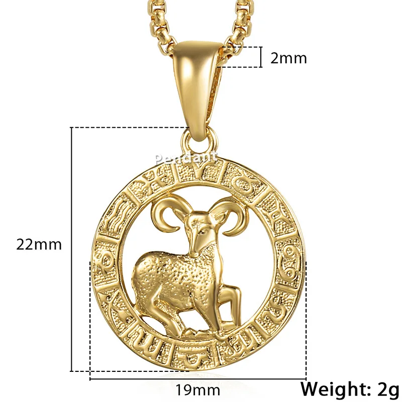 GP357 Aries Мужские Женские 12 Знак зодиака золотой кулон ожерелье Aries Leo дропшиппинг 12 созвездий ювелирные изделия GPM24 - Окраска металла: GP357 Aries
