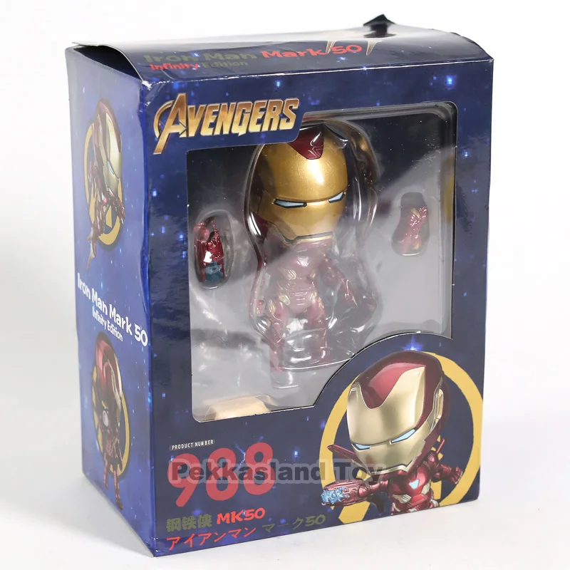 Marvel Мстители Nendoroid 988 Mk50 Железный человек Mark 50 Infinity Edition ПВХ Железный человек фигурка Коллекционная модель игрушки