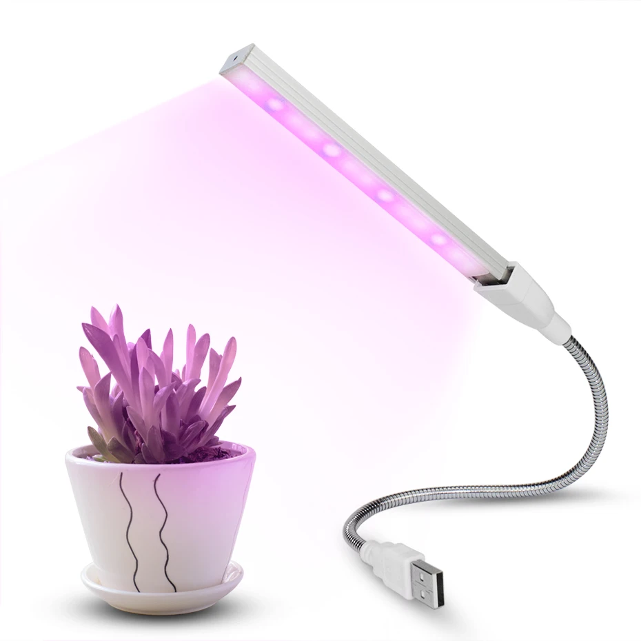 USB лампа для выращивания растений DC5V 3 Вт фитолампа 10Red + 4Blue led полный спектр гибкий