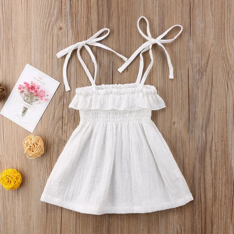 2018 Brand New Kids Toddler Infant Baby Girl Off Shoulder Dress Party Pageant Solid Tutu Straped Sleeveless Sundress 6M-4T | Детская