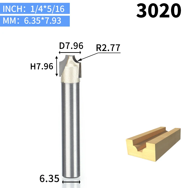 3020 Huhao 1 шт. 1/" 1/4" хвостовиком Фрезы для дерева деревообрабатывающий инструмент гравировальный резец резки древесины маршрутизатор инструмент фреса - Длина режущей кромки: 3020