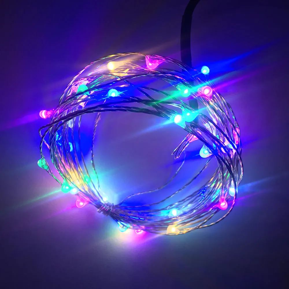 

String Lights Copper Wire USB Power 10M 100LEDs Starry LED String Lights Silver For Christmas Wedding Home Decoration