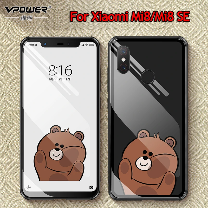 

For Xiaomi Mi 8 mi8 case cartoon pattern tempered glass Explosion-proof cover for Xiaomi Mi8 mi 8 SE shockproof Glass case