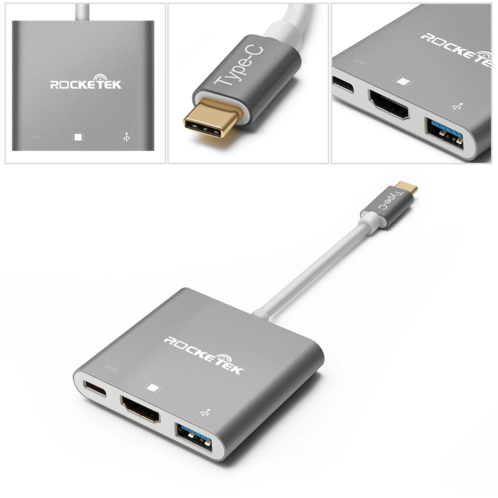 Rocketek портативная док-станция USB-C тип-c к HDMI адаптер концентратор конвертер 4 к HD передача для Kind переключатель NS/samsung S8/Mac Pro