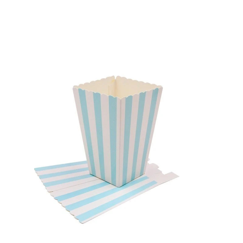 Blue Striped Новинка! 12 шт./лот коробка для попкорна/чашка розовые вечерние украшения для детей с днем рождения, Рождества, свадьбы, вечеринки - Цвет: Blue Striped