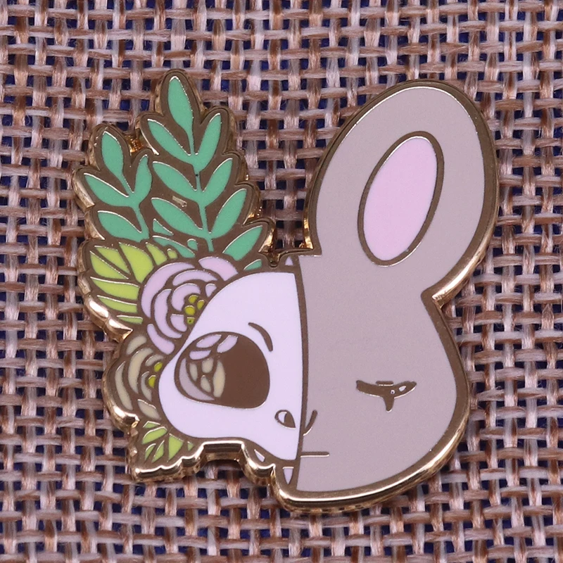 Rabbit Flower Lapel Pin Baby animals Brooch Badge Enamel pin | Дом и сад