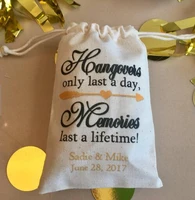 custom only last one day wedding party first aid hangover kit jewelry favor muslin bags bachelorette hen bridal shower favors
