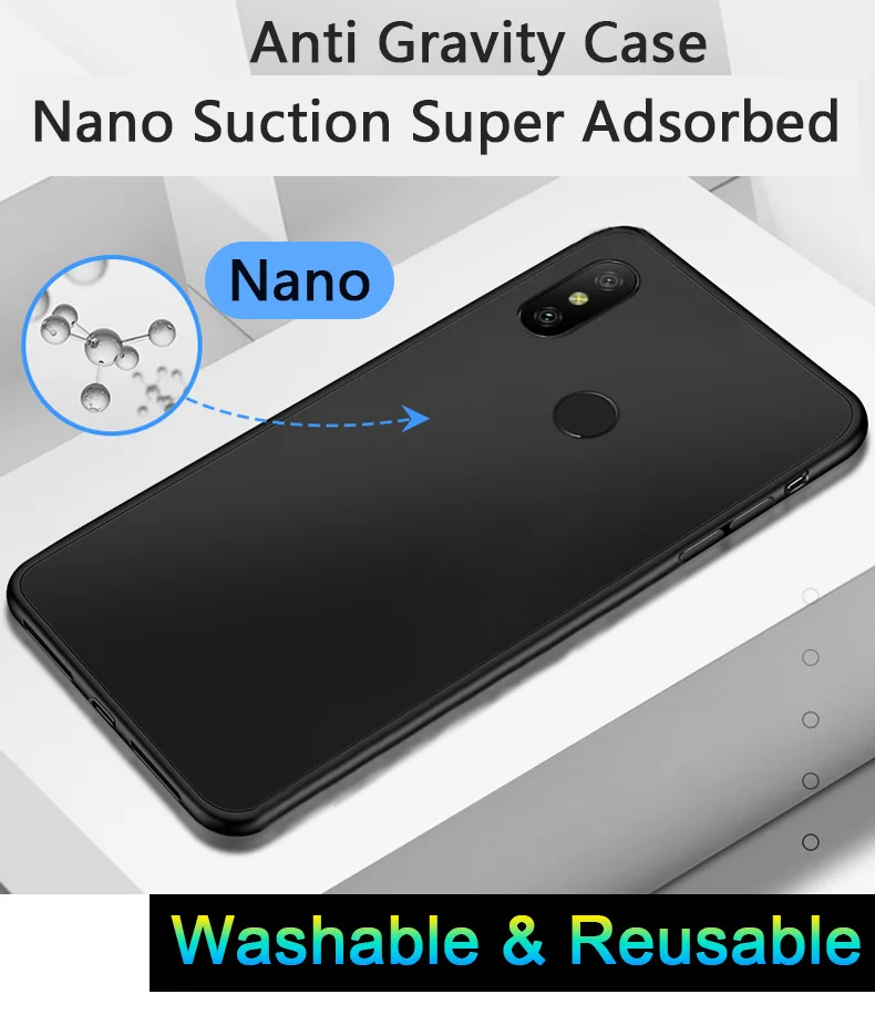 Антигравитационный чехол для телефона Xiaomi Redmi Note 5, 6, 7 Pro, магический чехол с нано-присоской, АДСОРБИРОВАННЫЙ чехол для Redmi 7 Pro, S2, note7