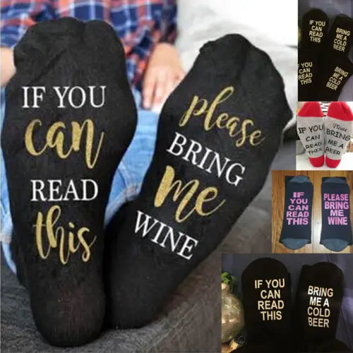 Хит 2019 модные носки унисекс с надписью If You Can Read This Bring Me Wine хлопковые теплые
