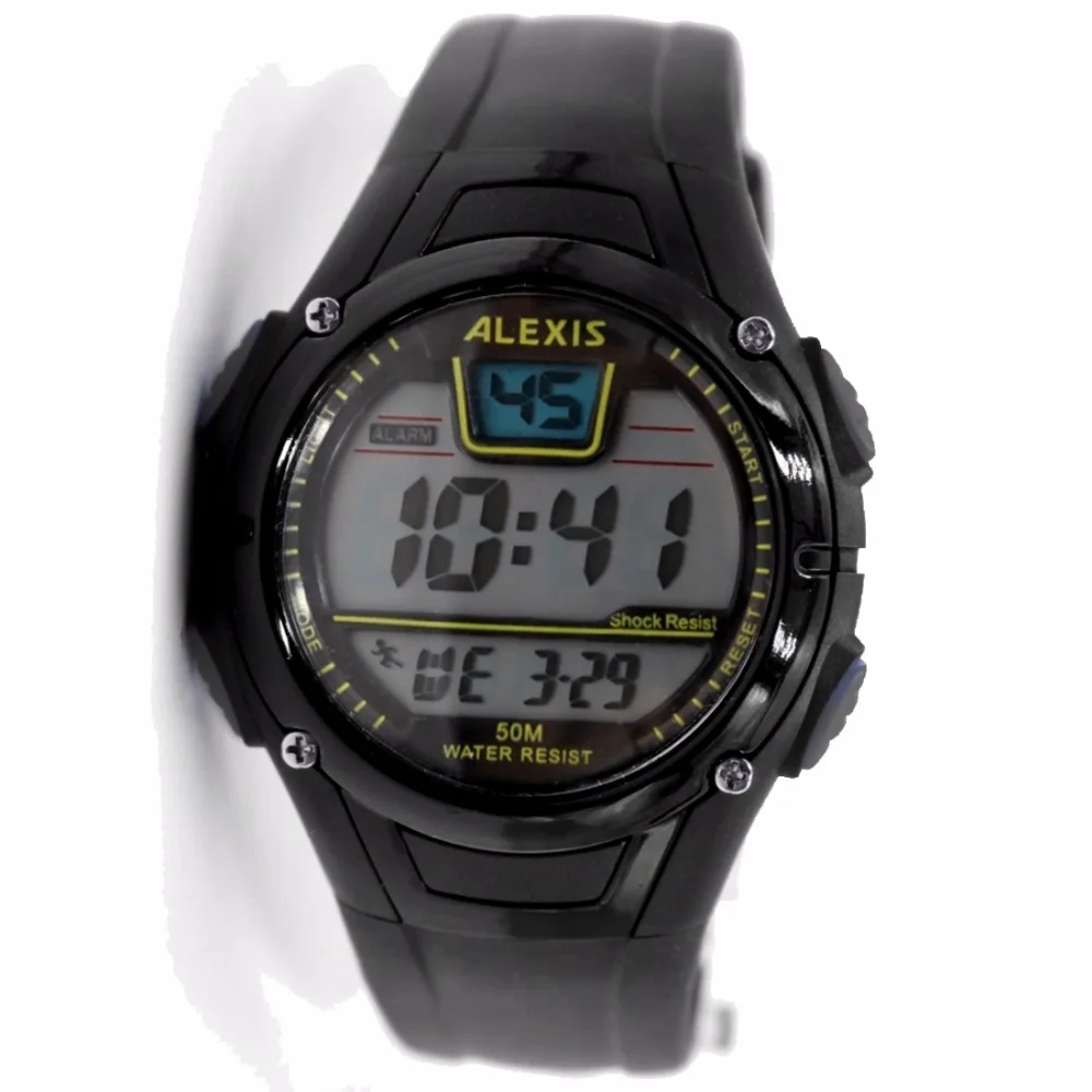

ALEXIS Brand DW423D Black Watchcase Date Alarm BackLight Water Resist Men Women Digital Watch